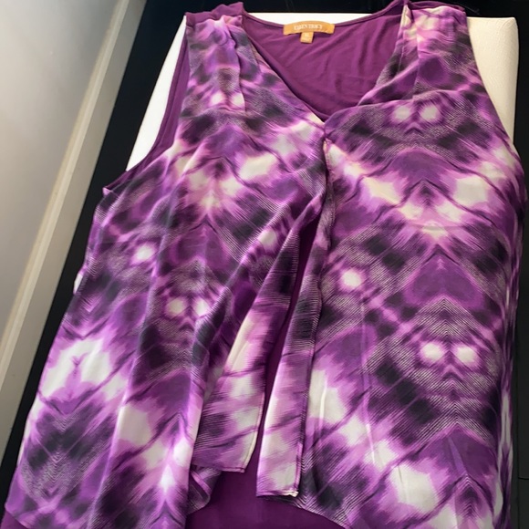Ellen Tracy Purple & White Tunic - Picture 8 of 9